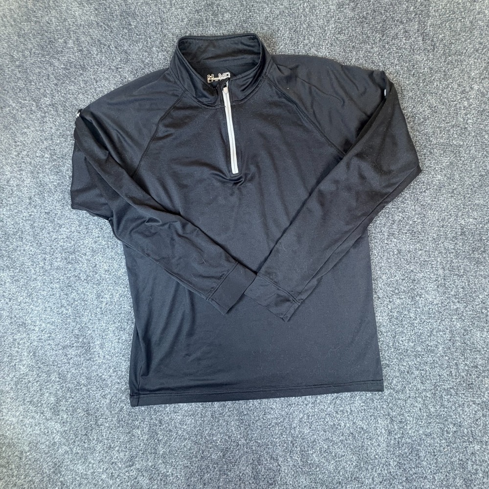 Under Armour Heatgear‎ Top Mens Medium Black Loose Fit Quarter Zip Raglan Sleeve
